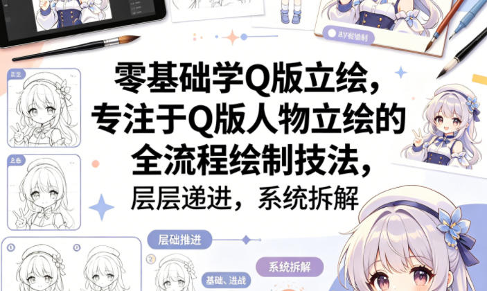 零基础学Q版立绘，专注于Q版人物立绘的全流程绘制技法，层层递进，系统拆解 - 淘金派资源网