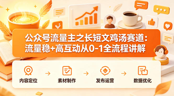 公众号流量主之长短文鸡汤赛道，流量稳+高互动，从0-1全流程讲解 - 淘金派资源网