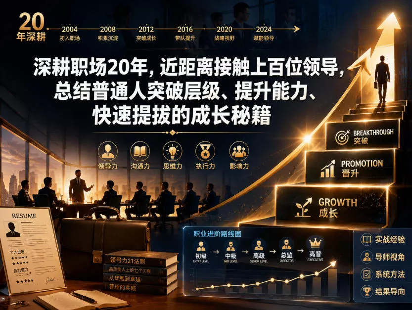 付费文章：深耕职场20年，近距离接触上百位领导，总结普通人突破层级、提升能力、快速提拔的成长秘籍(全网独家干货) - 淘金派资源网
