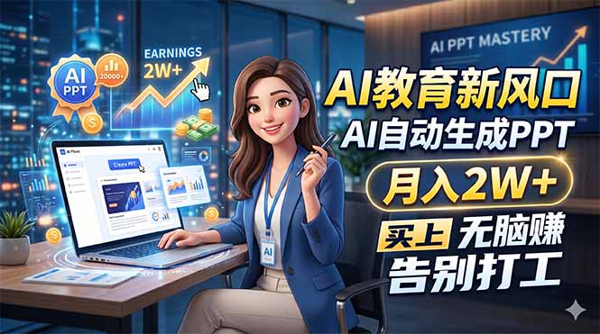 AI教育新风口，AI自动生成PPT，月入2W+，无脑赚，告别打工 - 淘金派资源网