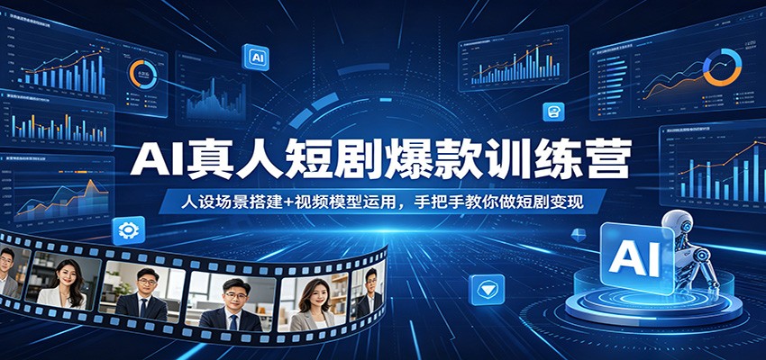 AI真人短剧爆款训练营：人设场景搭建+视频模型运用，手把手教你做短剧变现 - 淘金派资源网