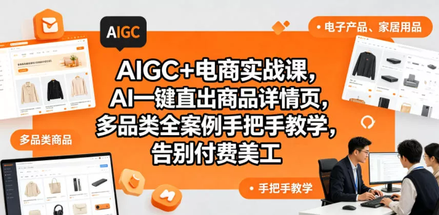 AIGC+电商实战课，AI一键直出商品详情页，多品类全案例手把手教学，告别付费美工(更新) - 淘金派资源网