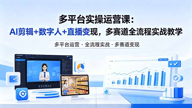 某团队多平台实操运营课-更新26年4月20：AI剪辑+数字人+直播变现，多赛道全流程实战教学 - 淘金派资源网