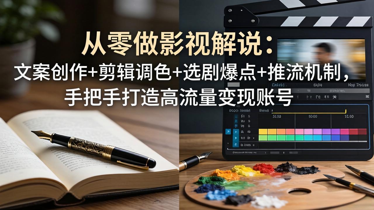 从零做影视解说：文案创作+剪辑调色+选剧爆点+推流机制，手把手打造高流量变现账号 - 淘金派资源网