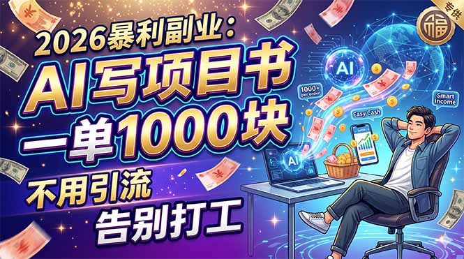 2026暴利副业：AI 写项目书，一单 1000 块，不用引流，告别打工 - 淘金派资源网