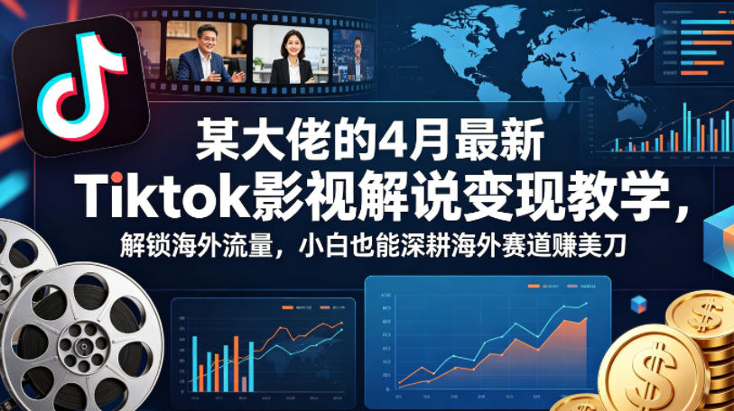 某大佬的4月最新Tiktok影视解说变现教学，解锁海外流量，小白也能深耕海外赛道賺美刀 - 淘金派资源网