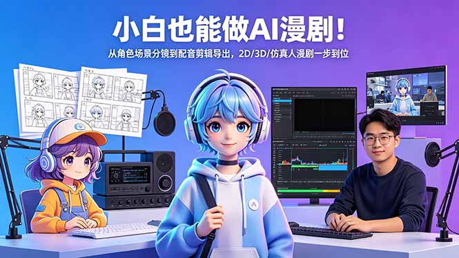 小白也能做AI漫剧！从角色场景分镜到配音剪辑导出，2D/3D/仿真人漫剧一步到位 - 淘金派资源网