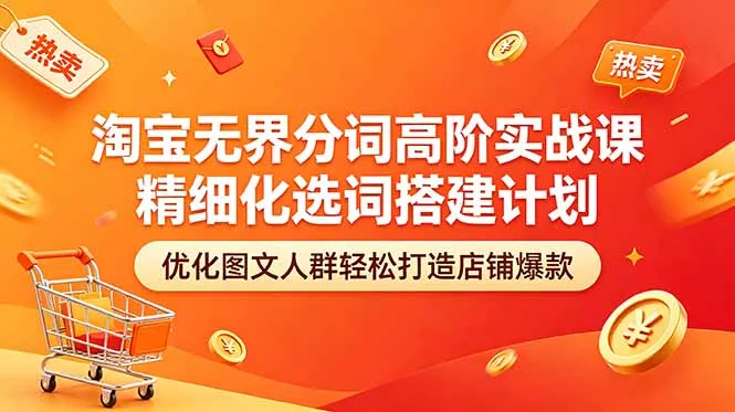 淘宝无界分词高阶实战课 精细化选词搭建计划 优化图文人群轻松打造店铺爆款 - 淘金派资源网
