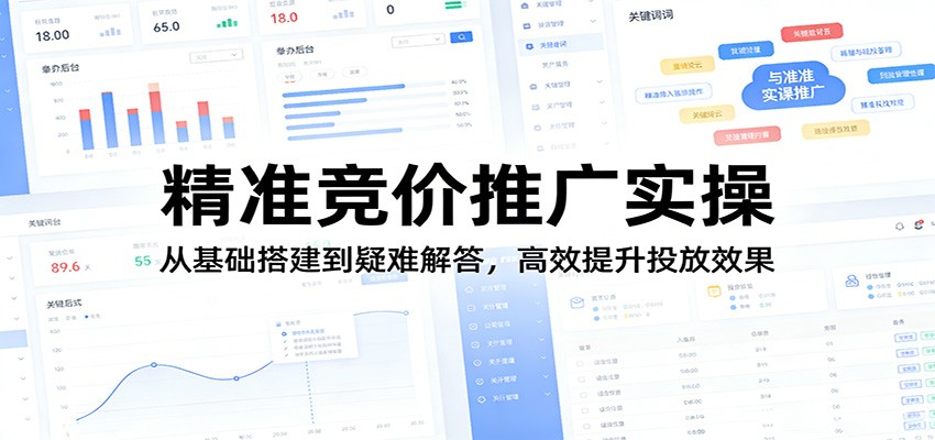 精准竞价推广实操：从基础搭建到疑难解答，高效提升投放效果 - 淘金派资源网