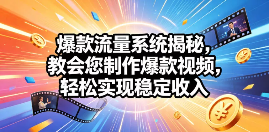 爆款流量系统揭秘，教会您制作爆款视频，轻松实现稳定收入【原创双语字幕】 - 淘金派资源网