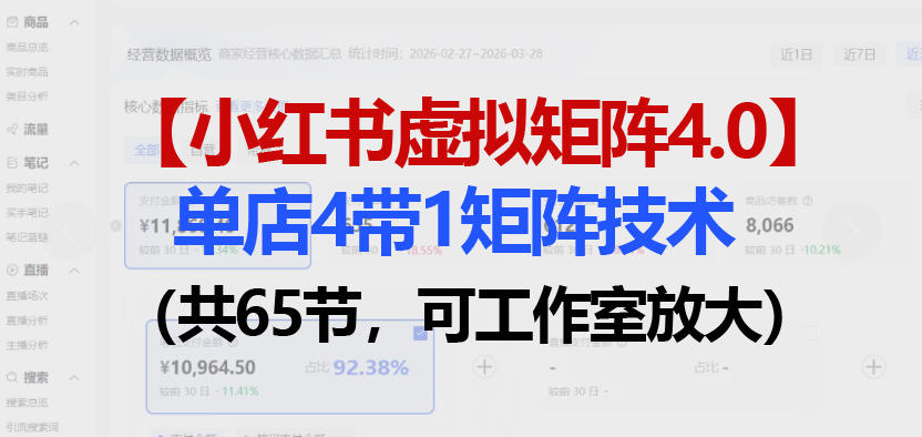 小红书虚拟矩阵4.0技术：单店4带1矩阵(共65节，可工作室放大) - 淘金派资源网