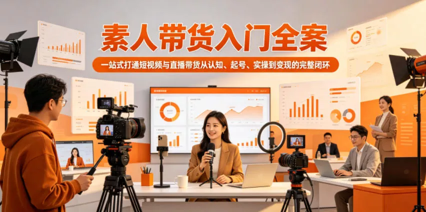 素人带货入门全案，一站式打通短视频与直播带货从认知、起号、实操到变现的完整闭环 - 淘金派资源网