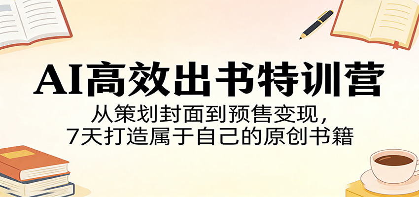 AI高效出书特训营：从策划封面到预售变现，7天打造属于自己的原创书籍 - 淘金派资源网
