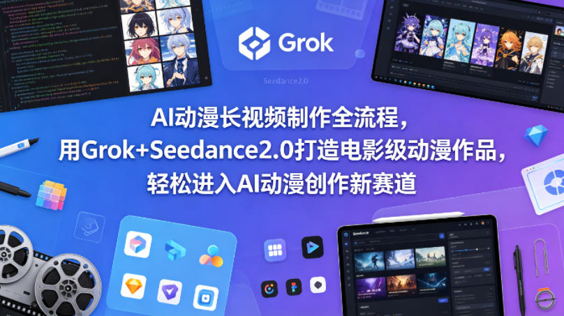AI动漫长视频制作全流程，用Grok+Seedance2.0打造电影级动漫作品，轻松进入AI动漫创作新赛道 - 淘金派资源网