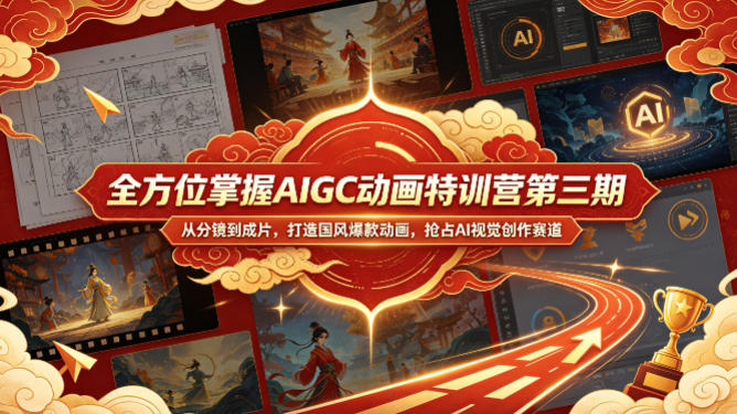 全方位掌握AIGC动画特训营第三期，从分镜到成片，打造国风爆款动画，抢占AI视觉创作赛道红利 - 淘金派资源网