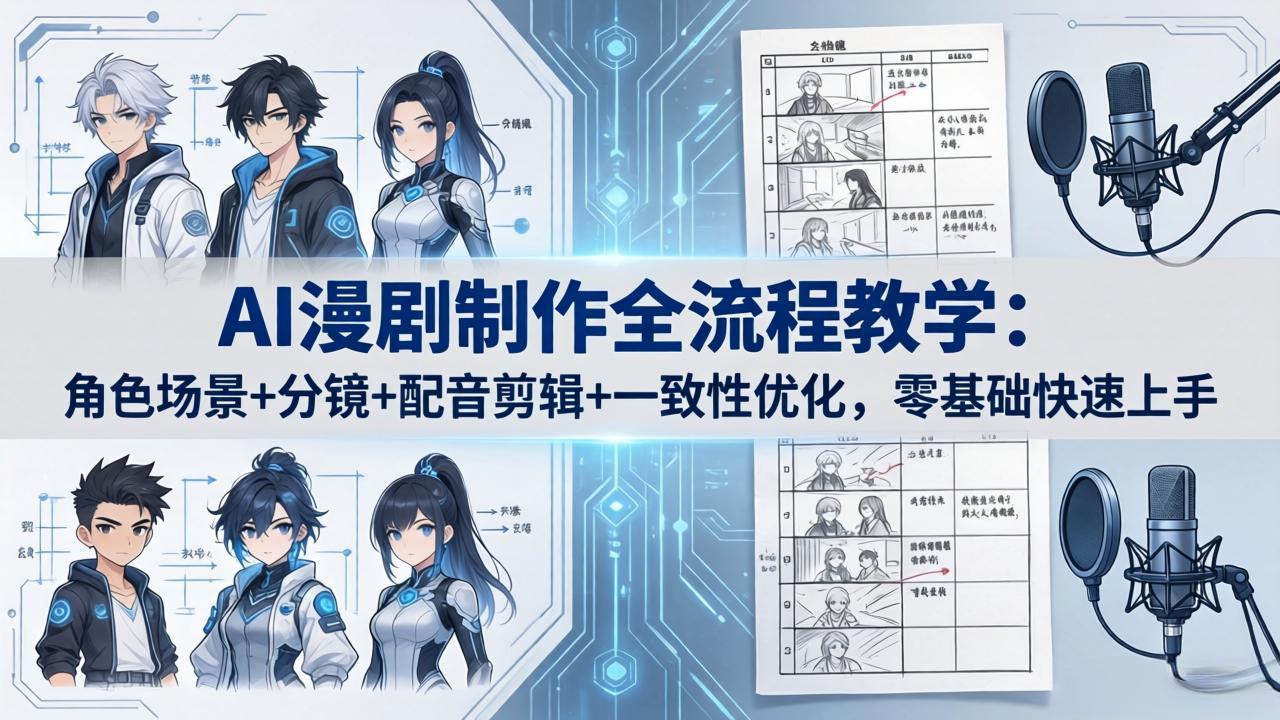 AI漫剧制作全流程教学：角色场景+分镜+配音剪辑+一致性优化，零基础快速上手 - 淘金派资源网