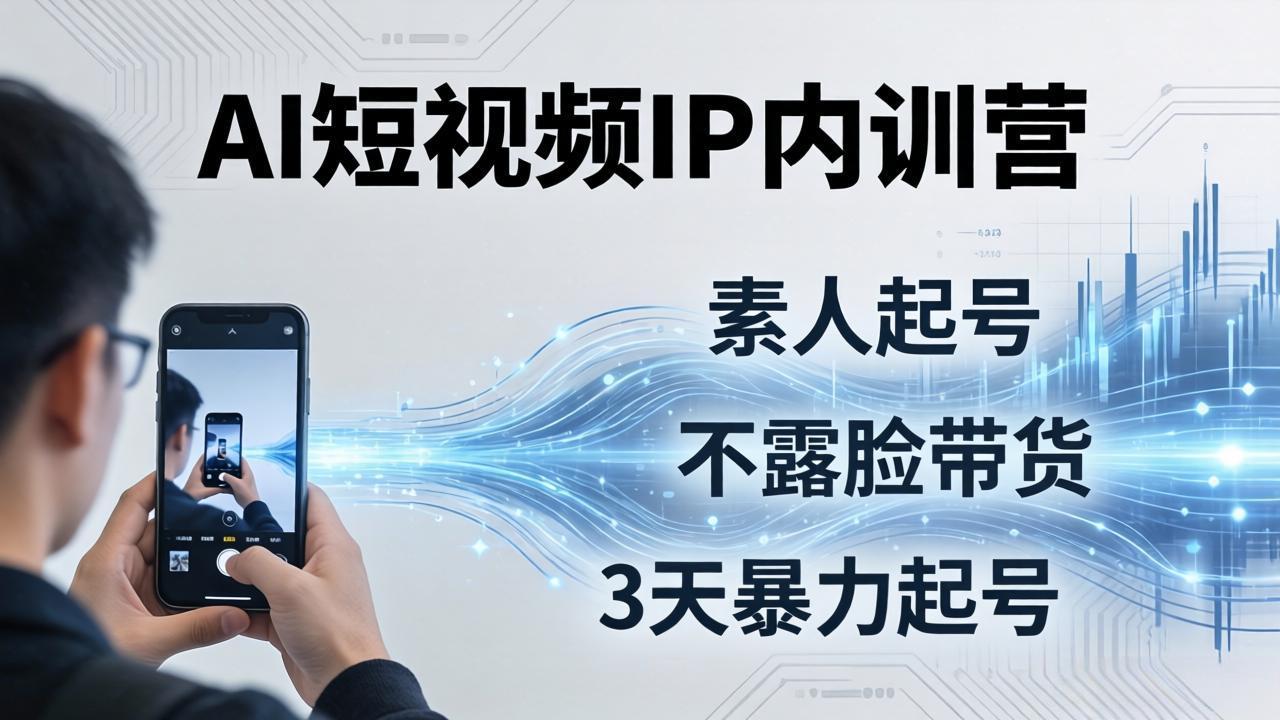 2026AI短视频IP内训营：从素人起号到不露脸带货，3天暴力起号全流程拆解 - 淘金派资源网