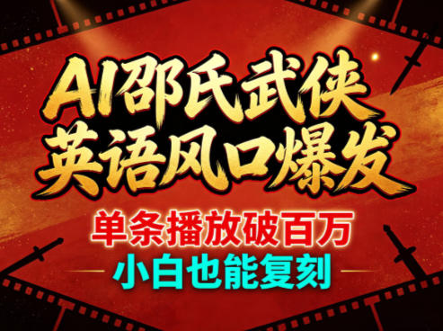 AI邵氏武侠英语风口爆发，单条播放破百万，小白也能复刻 - 淘金派资源网