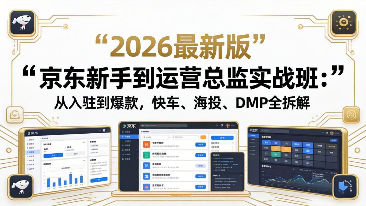 京东新手到运营总监实战班：从入驻到爆款，快车、海投、DMP全拆解，2026最新版 - 淘金派资源网