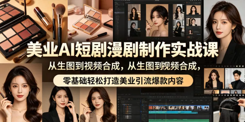 美业AI短剧漫剧制作实战课，从生图到视频合成，零基础轻松打造美业引流爆款内容 - 淘金派资源网