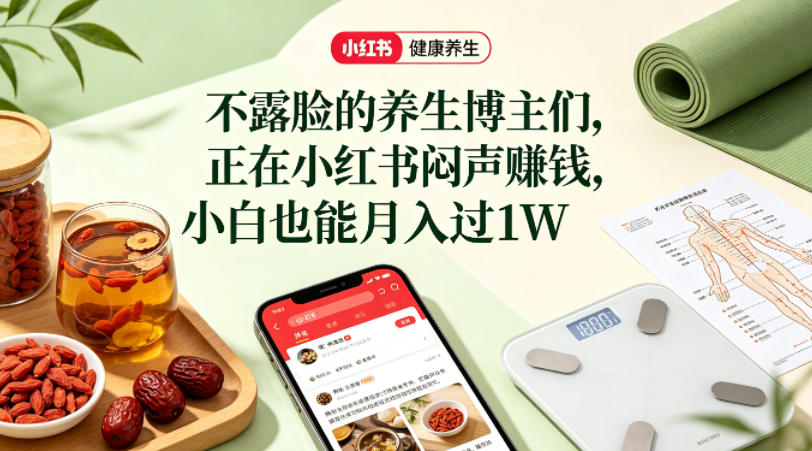 小红书健康养生科普图文赛道，不露脸的养生博主们，正在小红书闷声賺钱，小白也能月入过1W - 淘金派资源网