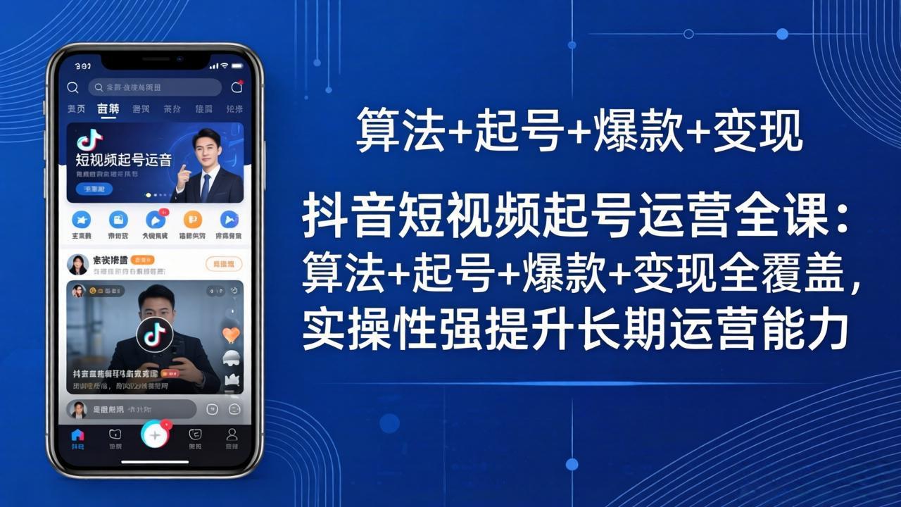 抖音短视频起号运营全课：算法+起号+爆款+变现全覆盖，实操性强提升长期运营能力 - 淘金派资源网