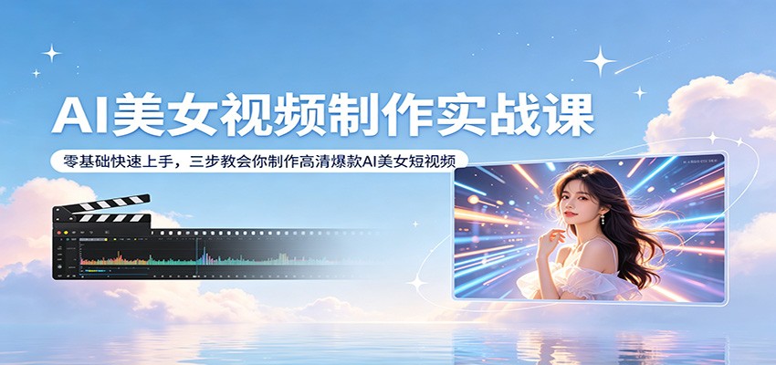 AI美女视频制作实战课：零基础快速上手，三步教会你制作高清爆款AI美女短视频 - 淘金派资源网