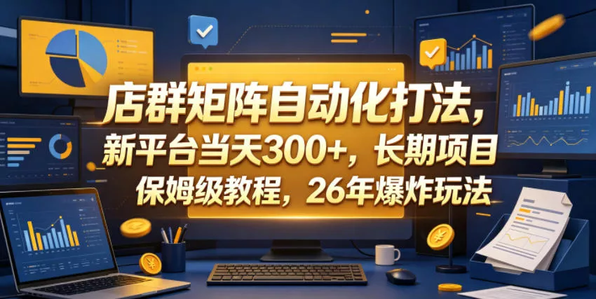 店群矩阵自动化打法，新平台当天300+，长期项目，保姆级教程，26年爆炸玩法【揭秘】 - 淘金派资源网