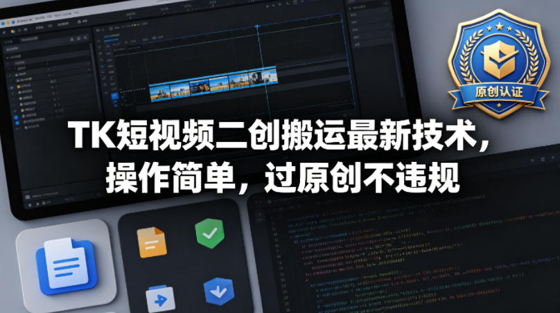 TK短视频二创搬运最新技术，操作简单，过原创不违规 - 淘金派资源网