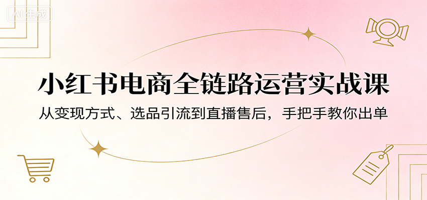 小红书电商全链路运营实战课：从变现方式、选品引流到直播售后，手把手教你出单 - 淘金派资源网