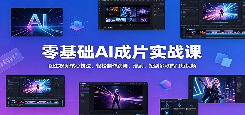 零基础AI成片实战课：图生视频核心技法，轻松制作跳舞、漫剧、短剧多款热门短视频 - 淘金派资源网