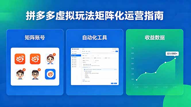 闭眼可复制的拼多多虚拟玩法，矩阵化运营，长期稳定日入 1000+ - 淘金派资源网