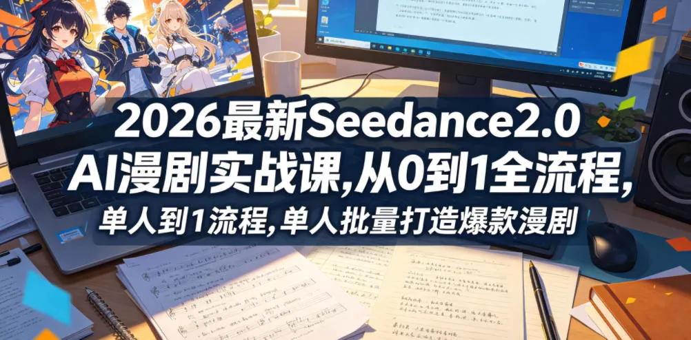 2026最新Seedance2.0 AI漫剧实战课,，从0到1全流程，单人批量打造爆款漫剧 - 淘金派资源网