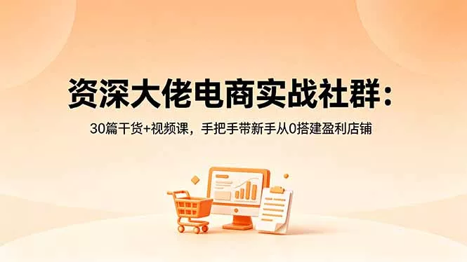 资深大佬电商实战社群：30篇干货+视频课，手把手带新手从0搭建盈利店铺 - 淘金派资源网