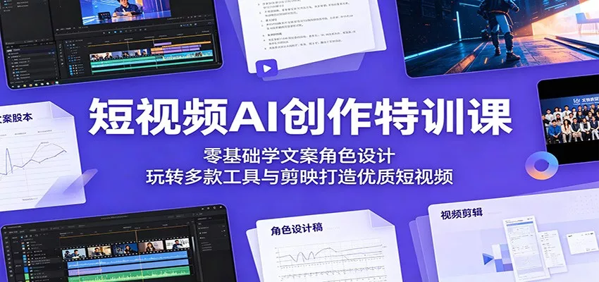 短视频AI创作特训课：零基础学文案角色设计，玩转多款工具与剪映打造优质短视频 - 淘金派资源网