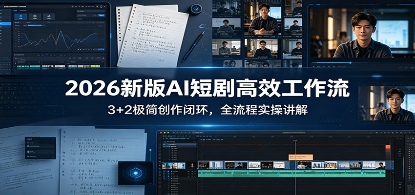 2026新版AI短剧高效工作流：3+2极简创作闭环，全流程实操讲解 - 淘金派资源网
