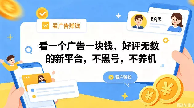 看一个广告一块钱，好评无数的新平台，不黑号，不养机，一撸几十块钱还是不错的【揭秘】 - 淘金派资源网
