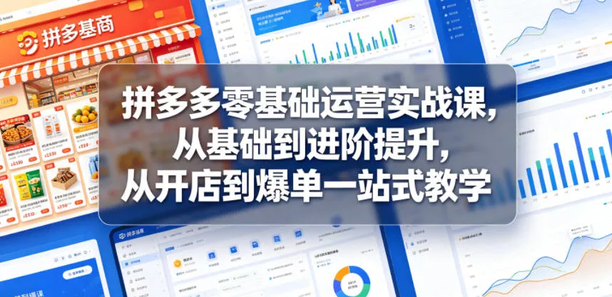 拼多多零基础运营实战课，从基础到进阶提升，从开店到爆单一站式教学 - 淘金派资源网