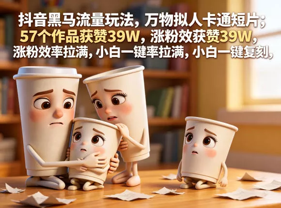 抖音黑马流量玩法，万物拟人卡通短片，57个作品获赞39W，涨粉效率拉满，小白一键复刻，保姆级拆解 - 淘金派资源网