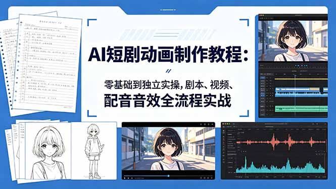 AI短剧动画制作教程：零基础到独立实操，剧本、视频、配音音效全流程实战 - 淘金派资源网
