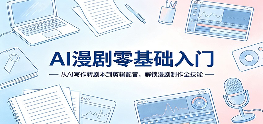 AI漫剧零基础入门：从AI写作转剧本到剪辑配音，解锁漫剧制作全技能 - 淘金派资源网