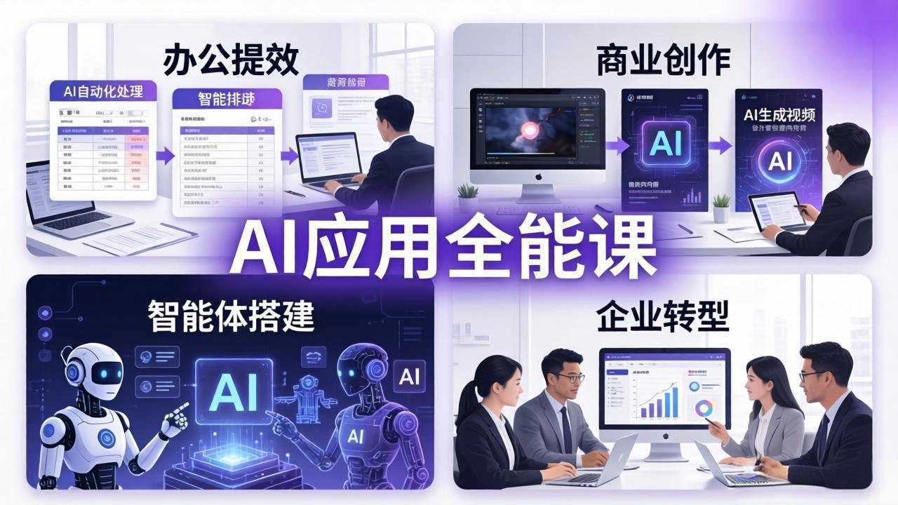 AIGC 应用全能课：办公提效、商业创作、智能体搭建、企业转型，一站式学会AI应用 - 淘金派资源网