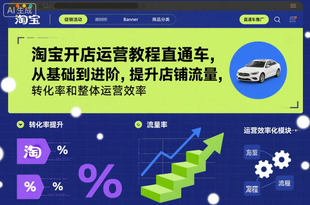 淘宝开店运营教程直通车，从基础到进阶，提升店铺流量，转化率和整体运营效率(更新26年4月20日) - 淘金派资源网