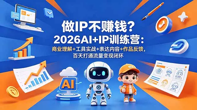 做IP不赚钱？2026AI+IP训练营：商业理解+工具实战+表达内容+作品反馈，百天打通流量变现闭环 - 淘金派资源网