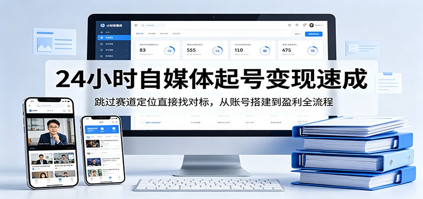 24小时自媒体起号变现速成，跳过赛道定位直接找对标，从账号搭建到盈利全流程 - 淘金派资源网