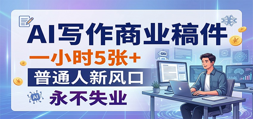 AI写作商业稿件，一小时5张+，普通人新风口，永不失业 - 淘金派资源网