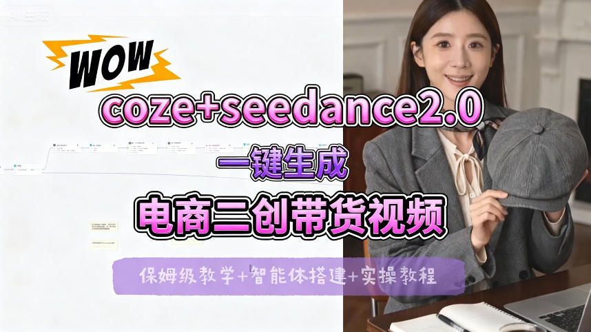 【Coze工作流搭建实操教程】seedance2.0+coze一键生成电商二创带货视频，全流程保姆级教学 - 淘金派资源网