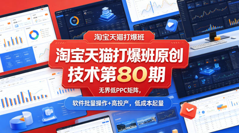 淘宝天猫打爆班原创技术第80期，无界低PPC矩阵，软件批量操作+高投产，低成本起量 - 淘金派资源网