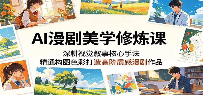 AI漫剧美学修炼课：深耕视觉叙事核心手法，精通构图色彩打造高阶质感漫剧作品 - 淘金派资源网