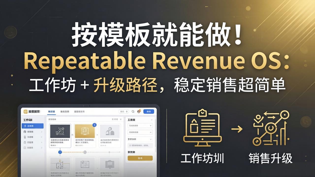 按模板就能做！Repeatable Revenue OS：工作坊 + 升级路径，稳定销售超简单 - 淘金派资源网